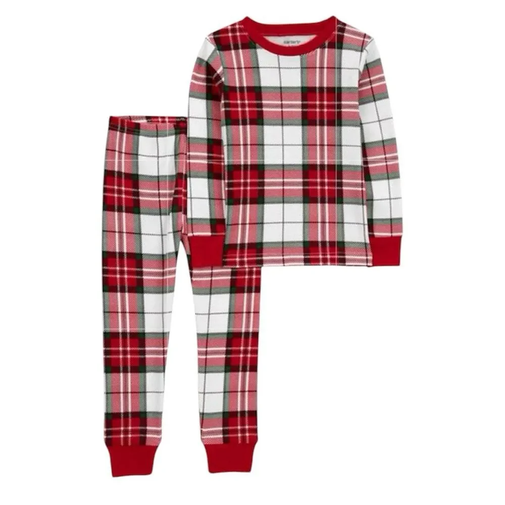 Carter’s Holiday Plaid Cotton PJ Pajama Set Size 3T Unisex